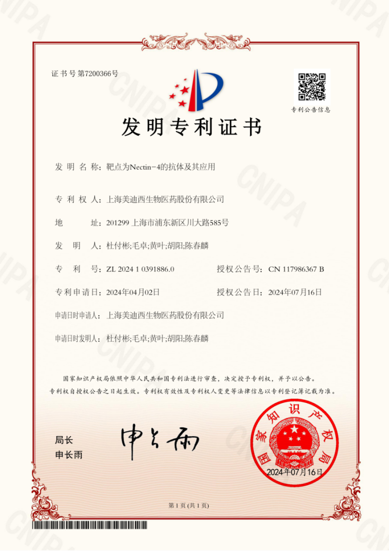 九游会老哥俱乐部靶向Nectin-4的抗体手艺荣获国家发明专利.jpg